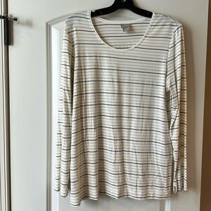 Chico’s long sleeve tee shirt metallic striped—L